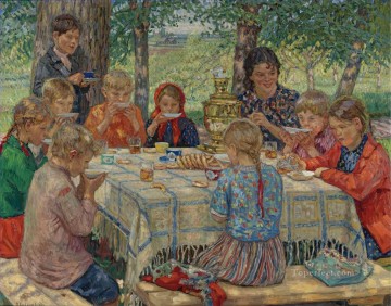 Nikolay Petrovich Bogdanov Belsky Painting - Teacher s Birthday Nikolay Bogdanov Belsky